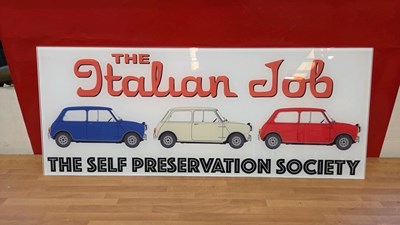 Lot 235 - ITALIAN JOB MINI COOPER PERSPEX PRINT 33" X 13"