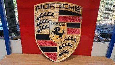 Lot 381 - PORSCHE PERSPEX SIGN 30" X 23"
