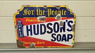 Lot 95 - HUDSON SOAP ENAMEL SIGN 19" X 14"