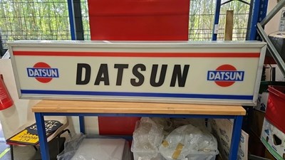 Lot 61 - LARGE DATSUN LIGHT UP SIGN 71" x 18"