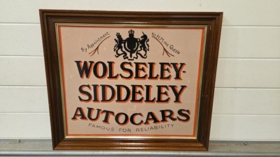 Lot 11 - WOODEN HAND PAINTED WOLSLEY SIGN 25" X 22"