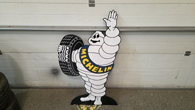 Lot 29 - WOODEN HAND PAINTED MICHELIN MAN SIGN 49" X 28"