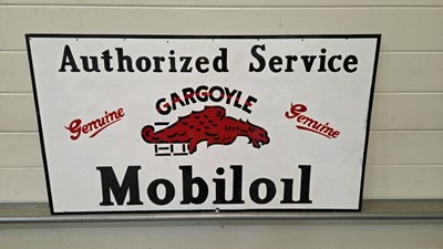 Lot 637 - METAL HAND PAINTED GARGOYLE MOBIL OIL 39" X 22"