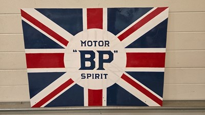 Lot 763 - METAL HAND PAINTED BP MOTOR SPIRIT 36" X 26"