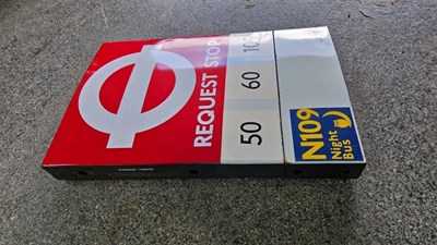 Lot 493 - REQUEST STOP SIGN 27" X 18"