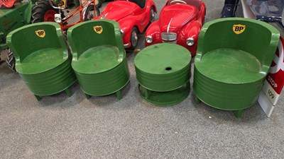 Lot 497 - OIL DRUM GARDEN FURNITURE