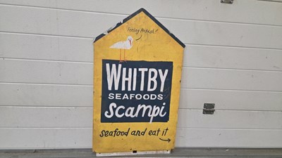 Lot 815 - WHITBY SCAMPI DOUBLE SIDED METAL SIGN 31" X 18"
