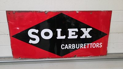 Lot 609 - SOLEX CARBURETTORS ENAMEL SIGN 42" X 20"