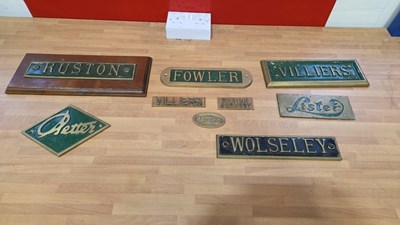 Lot 99 - BOX OF BRASS ENGINE PLAQUES