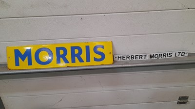 Lot 759 - MORRIS & HERBERT LTD ENAMEL SIGNS 22" X 5" / 17" X1.5"