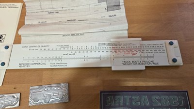 Lot 887 - VAUXHALL PRINTING BLOCKS IN 1469 NEWSPAPER + 1969 SLIDE RULE