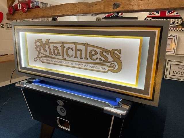 Lot 49 - LARGE ILLUMINATED MATCHLESS MOTORCYCLE SIGN 65" X 25"