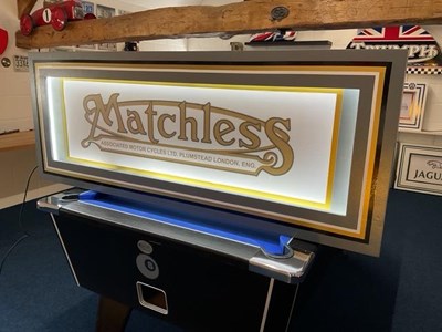 Lot 49 - LARGE ILLUMINATED MATCHLESS MOTORCYCLE SIGN 65" X 25"