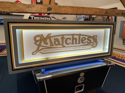 Lot 49 - LARGE ILLUMINATED MATCHLESS MOTORCYCLE SIGN 65" X 25"