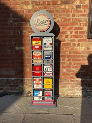 Lot 327 - VINTAGE OIL CAN DISPLAY IN CABINET