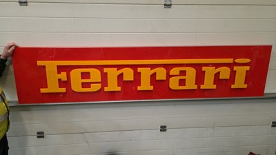 Lot 645 - FERRARI SIGN ,ALUMINIUM COMPOSITE WITH RAISED LETTERS 92" X 20"