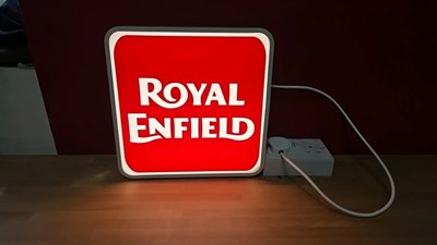 Lot 579 - ROYAL ENFIELD ILLUMINATED SIGN 12" x 12"