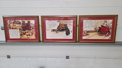 Lot 289 - 3 X FRAMED FUNNY AUTOMOBILE SCENES