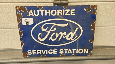 Lot 13 - FORD SERVICE STATION ENAMEL SIGN 14" X 10"