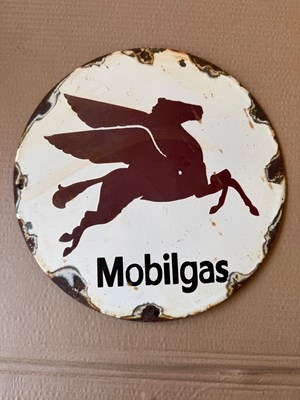Lot 37 - MOBILGAS ENAMEL SIGN 12" DIA