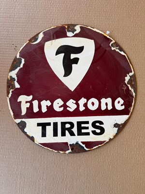 Lot 41 - FIRESTONE TIRES ENAMEL SIGN 12" DIA