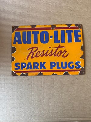 Lot 59 - AUTO-LITE SPARK PLUGS ENAMEL SIGN 14" X 10"