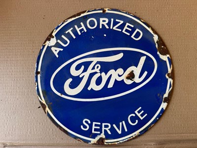 Lot 97 - FORD AUTHORIZED SERVICE ENAMEL SIGN 12" DIA