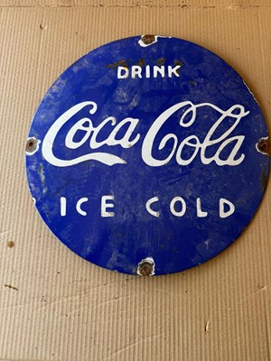 Lot 249 - DRINK ICE COLD COCA COLA SIGN 16 " DIA