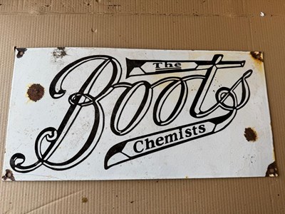 Lot 333 - THE BOOTS CHEMISTS ENAMEL SIGN 24" X 12"