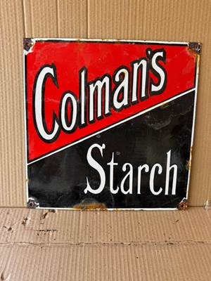 Lot 821 - COLMAN'S STARCH ENAMEL SIGN 12" x 12"