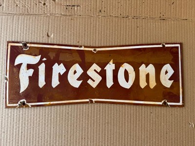 Lot 367 - FIRESTONE ENAMEL SIGN 16" X 5.5"