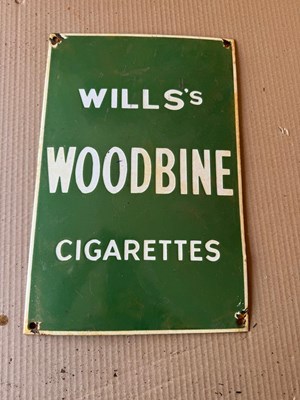 Lot 538 - WILLS'S WOODBINE CIGARETTES ENAMEL SIGN 14" X 9.5"