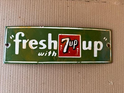 Lot 405 - FRESH UP WITH 7 UP ENAMEL SIGN 12" X 4"