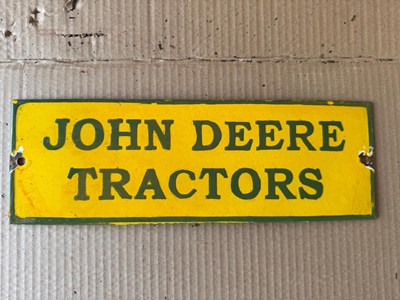Lot 425 - JOHN DEERE TRACTORS ENAMEL SIGN 12" X 4"