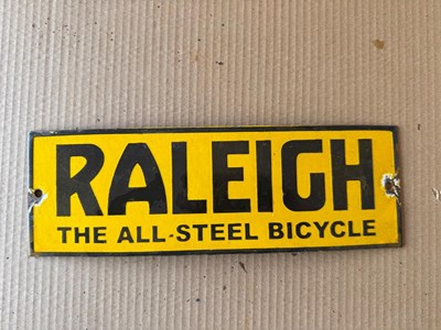 Lot 431 - RALEIGH BICYCLE ENAMEL SIGN 12" X 4"
