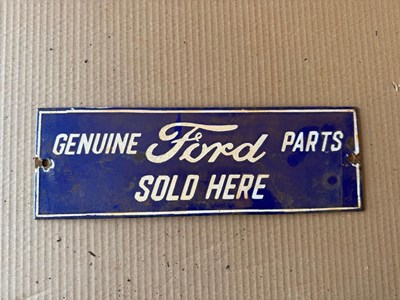 Lot 437 - FORD PARTS SOLD HERE ENAMEL SIGN 12" X 4"