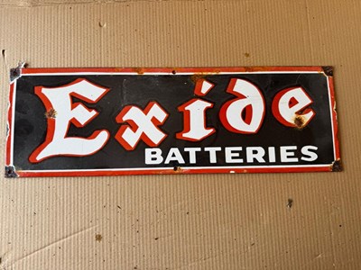 Lot 447 - EXIDE BATTERIES ENAMEL SIGN 24" X 8"
