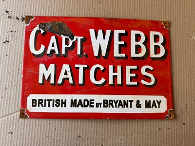 Lot 461 - CAPT. WEBB MATCHES ENAMEL SIGN 14" X 9.5"
