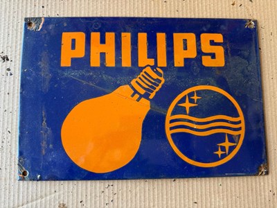 Lot 501 - PHILIPS BULB ENAMEL SIGN 14" X 9.5"