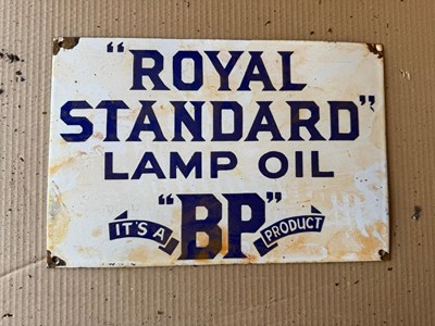 Lot 505 - BP ROYAL STANDARD LAMP OIL ENAMEL SIGN 14" X 9.5"
