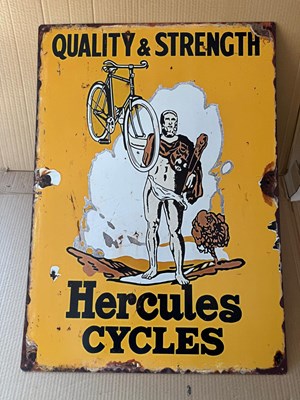 Lot 553 - HERCULES CYCLES REPRO SIGN 28" X 20"