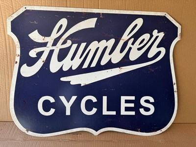 Lot 619 - HUMBER CYCLES REPRO SIGN 24" X 18"