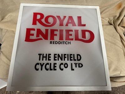 Lot 269 - ROYAL ENFIELD LIGHT UP SIGN 23" X 23"