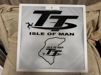 Lot 671 - ISLE OF MAN TT LIGHT UP SIGN 23" X 23"