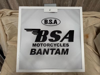 Lot 783 - BSA BANTAM MOTOR CYCLES LIGHT UP SIGN 23" X 23"