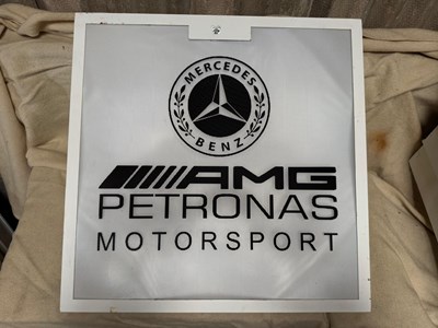 Lot 841 - AMG PETRONAS MOTOR SPORT LIGHT UP SIGN 23" X 23"