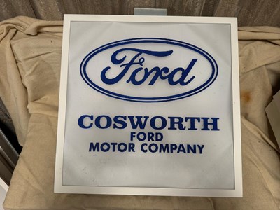 Lot 665 - FORD COSWORTH MOTOR COMPANY LIGHT UP SIGN 23" X 23"