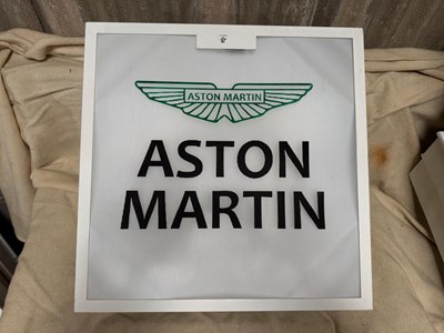 Lot 699 - ASTON MARTIN LIGHT UP SIGN 23" X 23"
