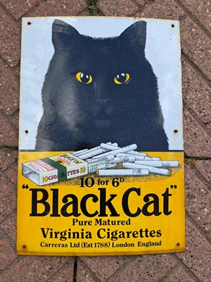 Lot 295 - " BLACK CAT " VIRGINIA CIGARETTES ENAMEL SIGN 20" X 14"
