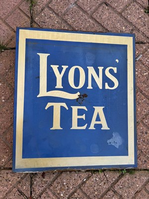 Lot 47 - LYON'S TEA DOUBLE-SIDED SIGN 18.5" X 16.5"